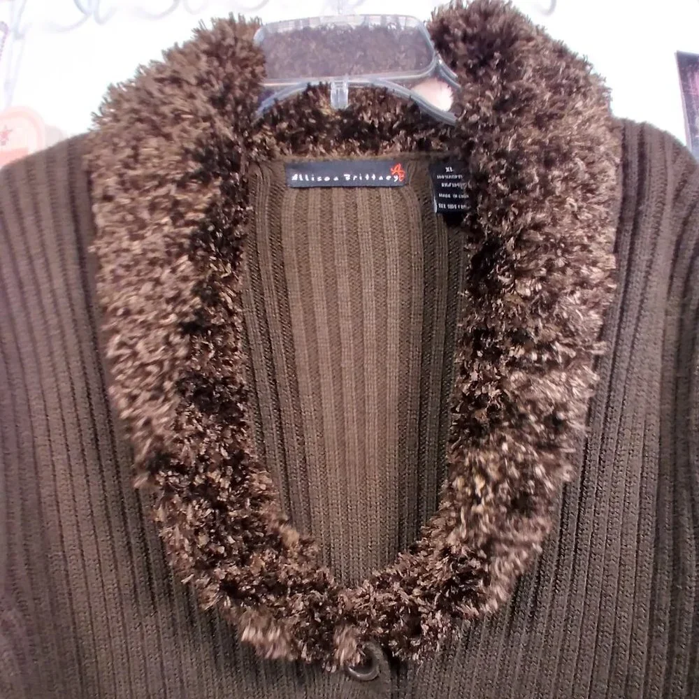 Allison Brittney Chevron Open Front Cardigan sz XL - Picture 6 of 12